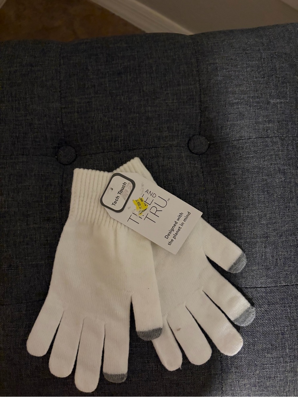 Women’s White Tech Touch Gloves